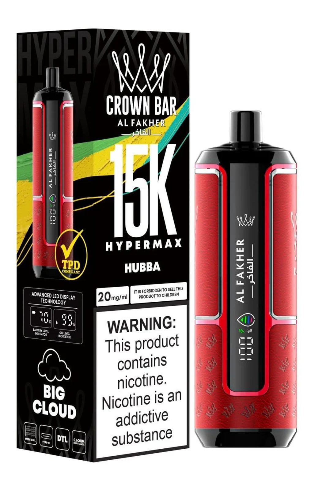 Al Fakher Crown Bar Hypermax 15k Puffs Prefilled Vape - Box of 5
