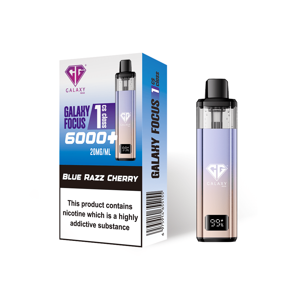 Crystal Galaxy Focus 6000 Vape Kit Box of 5 - Blue Razz Cherry - vapeukwholesale