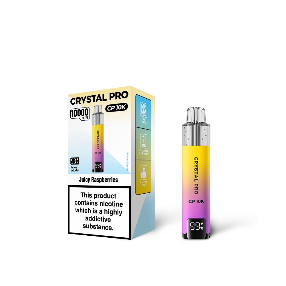 Juicy Raspberries Flavour of The Crystal Pro 10000 (CP10K) Prefilled Pod Kit - Box of 5 at UK Vaper Wholesale