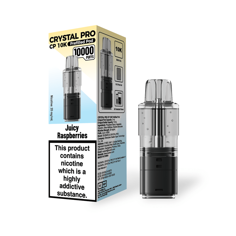 Crystal Pro CP 10k Replacement Pods Box of 5, Juicy Raspberries Flavour
