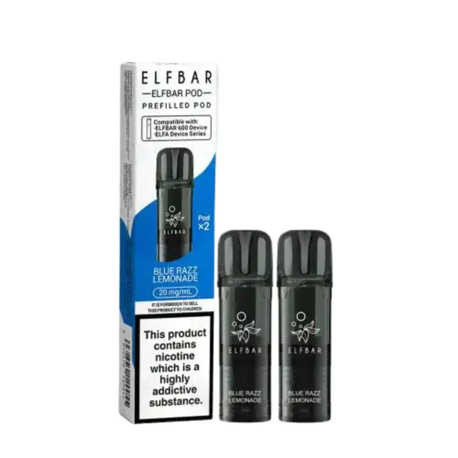 Elf Bar 600 Prefilled Pods - Box of 10 in Blue Razz Lemonade Flavour at UK Vaper Wholesale