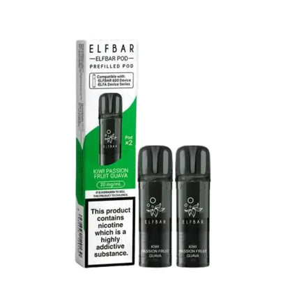 Elf Bar 600 Prefilled Pods - Box of 10 in Kiwi Passion Fruit Guava Flavour at UK Vaper Wholesale