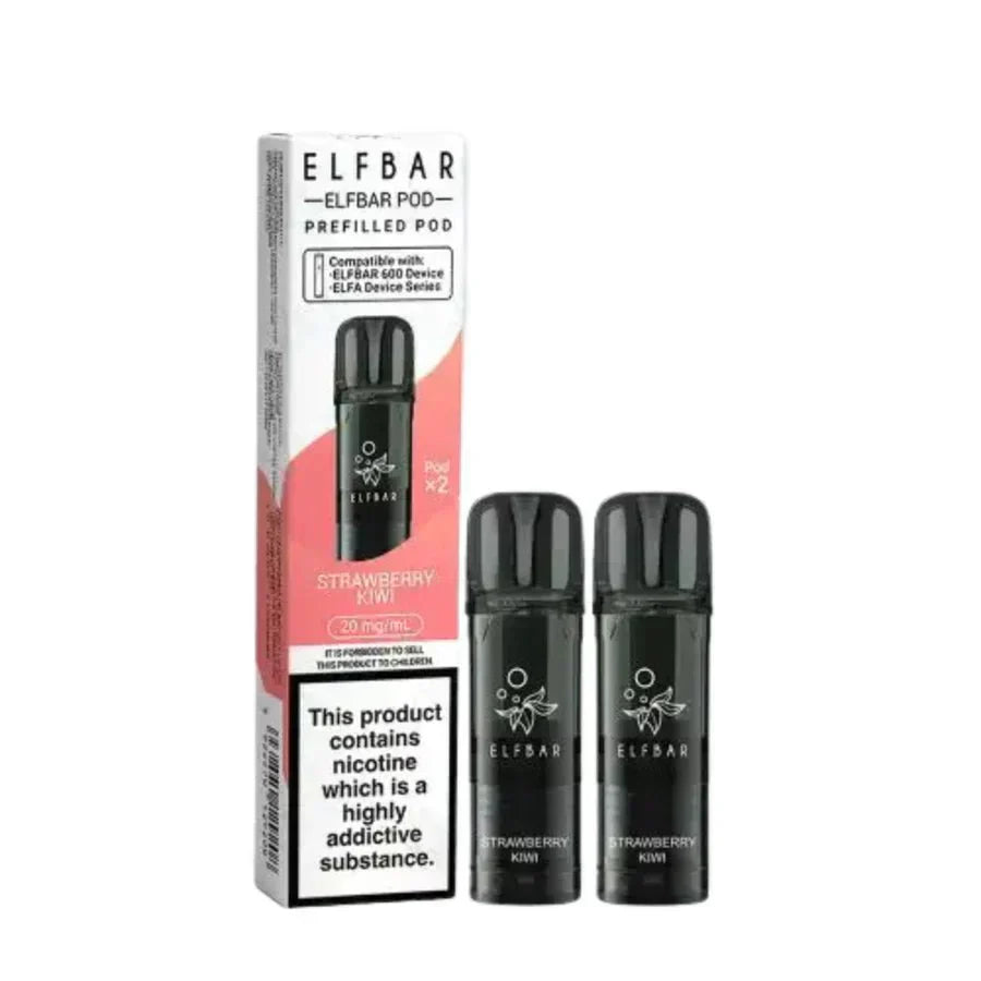Elf Bar 600 Prefilled Pods - Box of 10 in Strawberry Ice Flavour at UK Vaper Wholesale