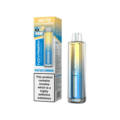 Juicy Pod Novamax 10k Prefilled Pod Vape Kit - Pack of 5 available in Blue Razz Lemonade Flavour at UK Vaper Wholesale