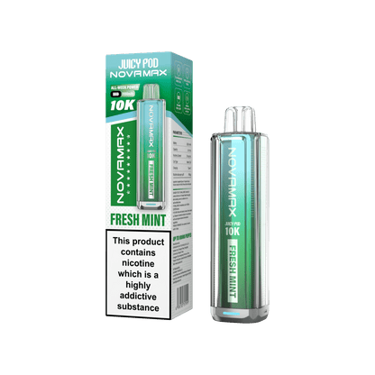 Juicy Pod Novamax 10k Prefilled Pod Vape Kit - Pack of 5 available in Fresh Mint Flavour at UK Vaper Wholesale