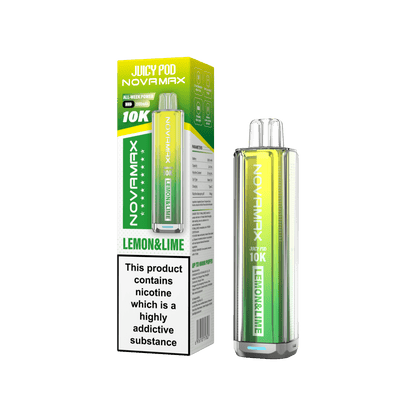 Juicy Pod Novamax 10k Prefilled Pod Vape Kit - Pack of 5 available in Lemon & Lime Flavour at UK Vaper Wholesale