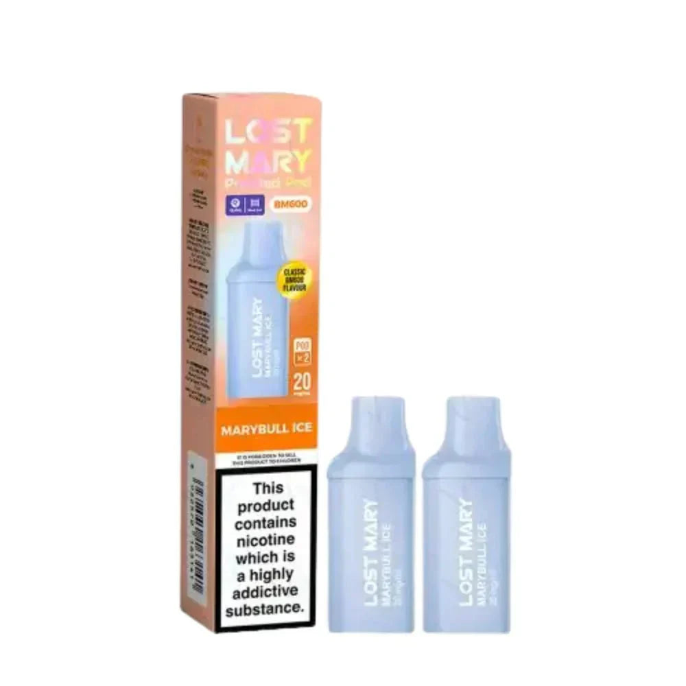 Lost Mary BM600 Prefilled Pods box of 10 in Marybull Ice Flavour at UK Vaper Wholesale