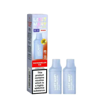 Lost Mary BM600 Prefilled Pods box of 10 in Watermelon ice Flavour at UK Vaper Wholesale