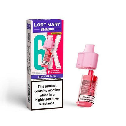 Lost Mary BM6000 Prefilled Pods Pack of 5 - Available In Strawberry Ice Flavour 