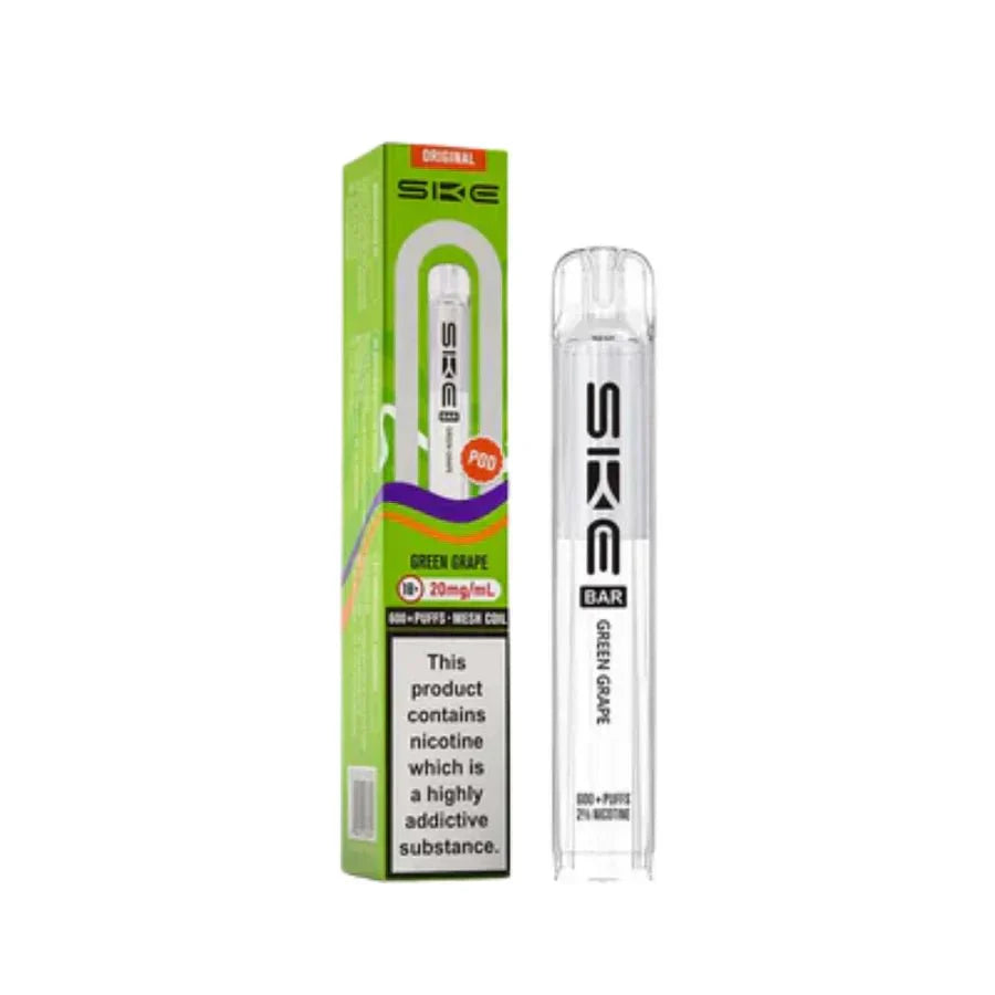 SKE Bar 600 Prefilled Pod box of 10 in Green Grape at UK Vaper Wholesale