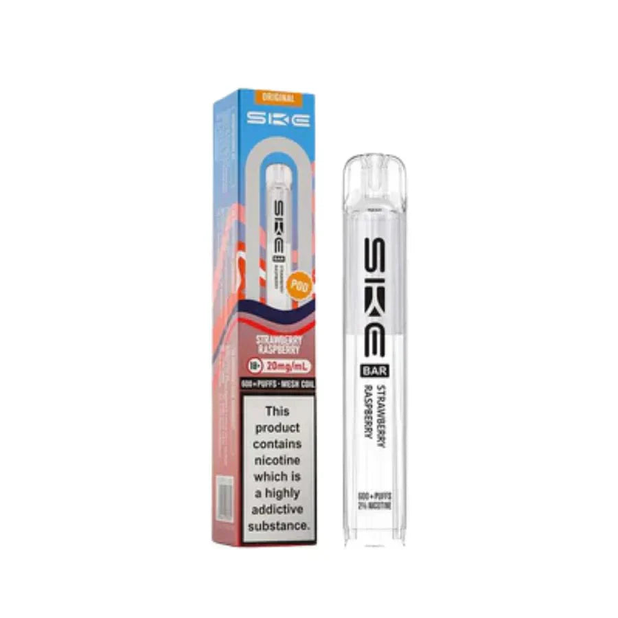 SKE Bar 600 Prefilled Pod box of 10 in Strawberry Raspberry at UK Vaper Wholesale