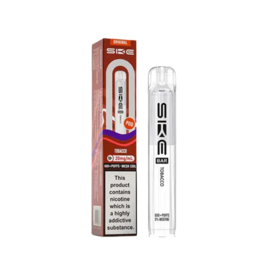 SKE Bar 600 Prefilled Pod box of 10 in Tobacco Flavour at UK Vaper Wholesale